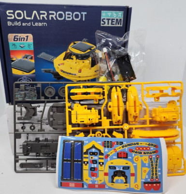 STEM Build and Learn Solar Powered Robot, 6 In 1 DIY Kit Indoor/ Outdoor, New OB