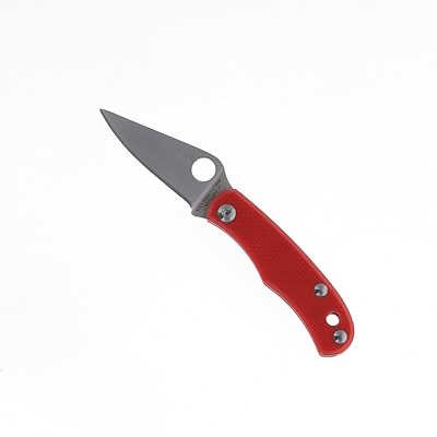 Spyderco Bug Folding Knife Red G10 Handle 12C27 Plain Edge C133GRDP