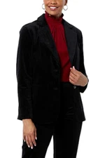 DG2 by Diane Gilman Women's Stretch Velvet Blazer Black