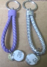 Purple  Silver Creative Details Woven Rope Strap w Charm keyring keychains