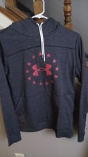 Under Armour Freedom Hoodie Women Medium Blue Stars Drawstring Pre-owned