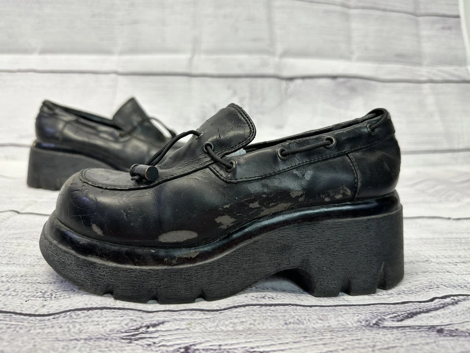 复古 90 年代 Y2K Soho Chunky Goth 厚底黑色玛丽珍女鞋 5.5 码 — 第 2/4 张图片