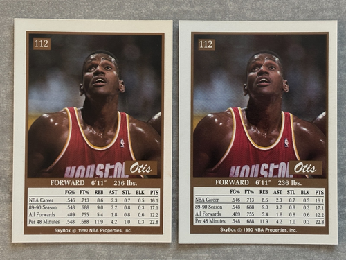 (2) 1990 Skybox OTIS THORPE "Wrong Player" Error Corrected Basketball Cards #112 - Bild 2 von 2
