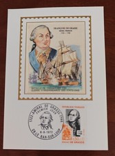 François de Grasse, Amiral Français, BAR sur LOUP, CARTE FDC  SOIE 1er jour 1972