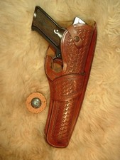 RARE VINTAGE TOOLED LEATHER A.W. BRILL STYLE HOLSTER FOR COLT WOODSMAN