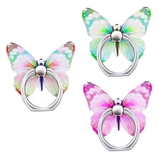 3 Pack Butterfly Cell Phone Ring Stand Holder Metal Finger Kickstand