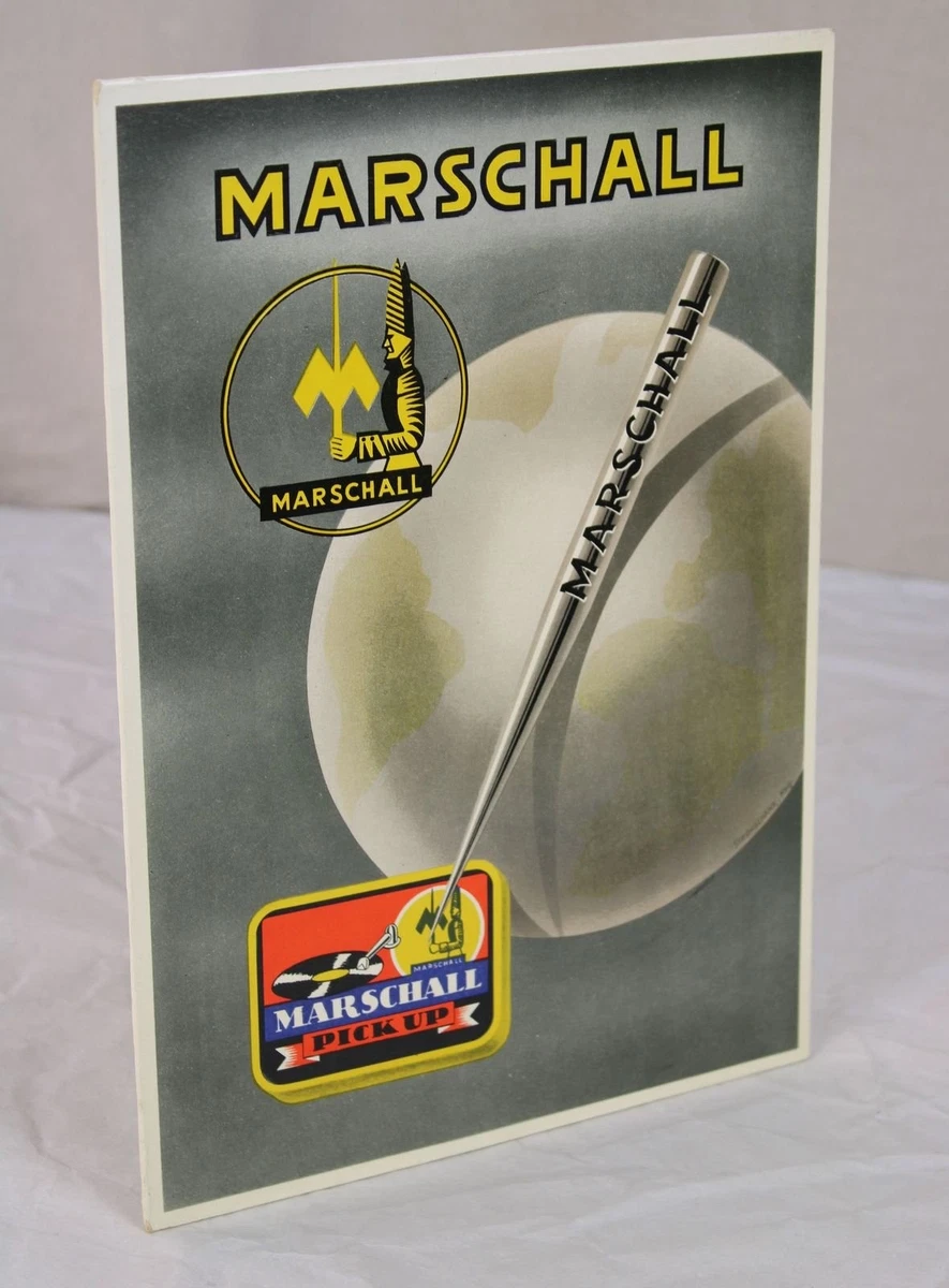 C9/ MARSCHALL Pick Up - Vintage Simili Emaille - Werbeaufsteller HiFi Zubeh. /40