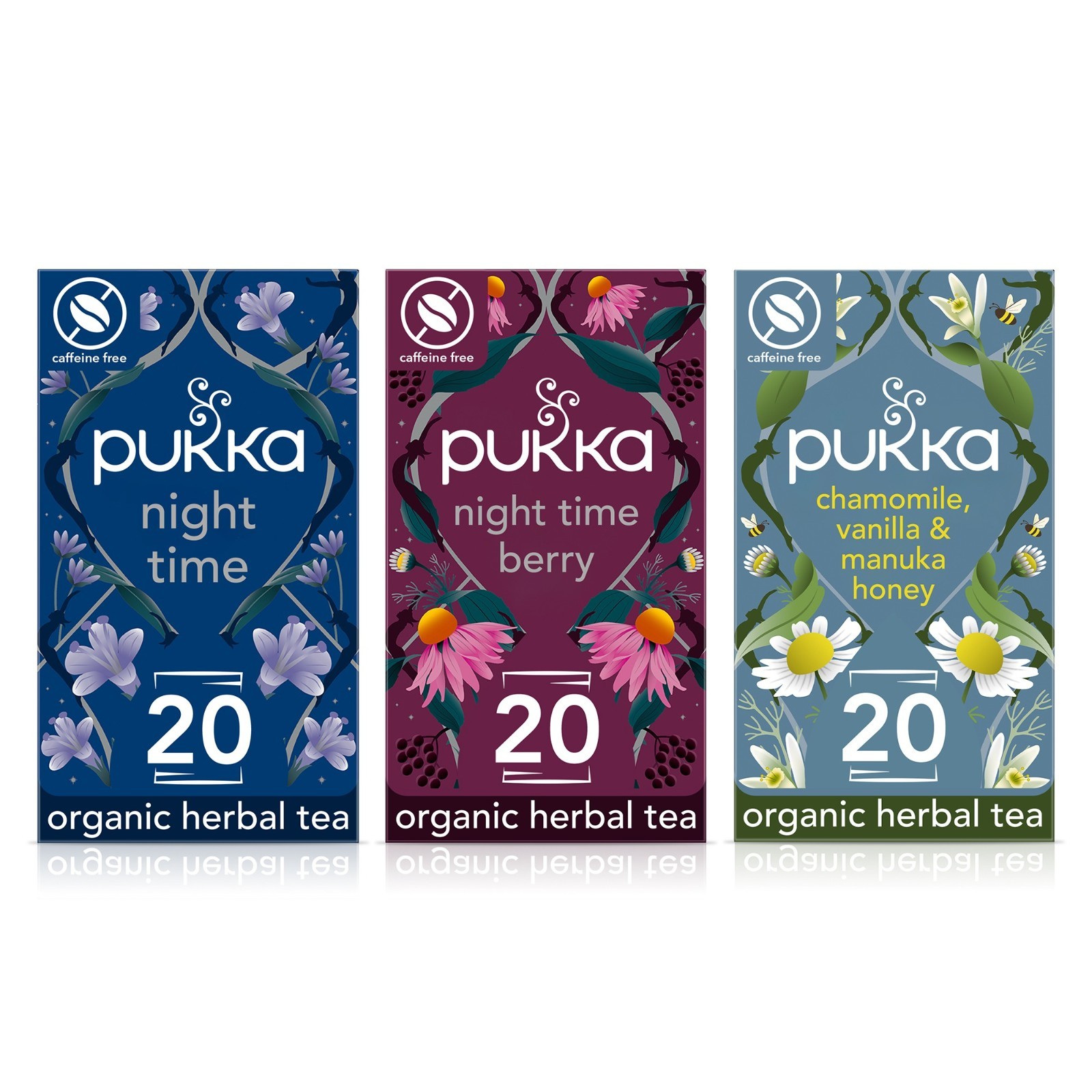 Pukka Herbs Chamomile Calm Tea, Night Time, Night Time Berry & Chamomile Vanilla