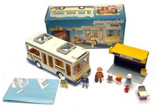 Playmobil 3782 bus vintage et abri + voyageurs 1988 en TBE complet avec notice
