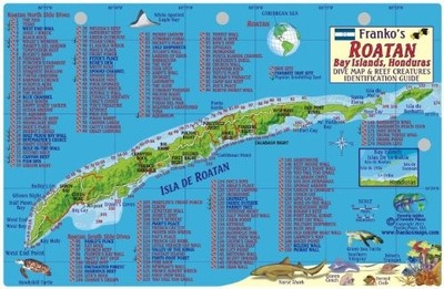 Roatan Honduras Dive Map & Reef Creatures Guide Franko Maps Laminated Fish Card