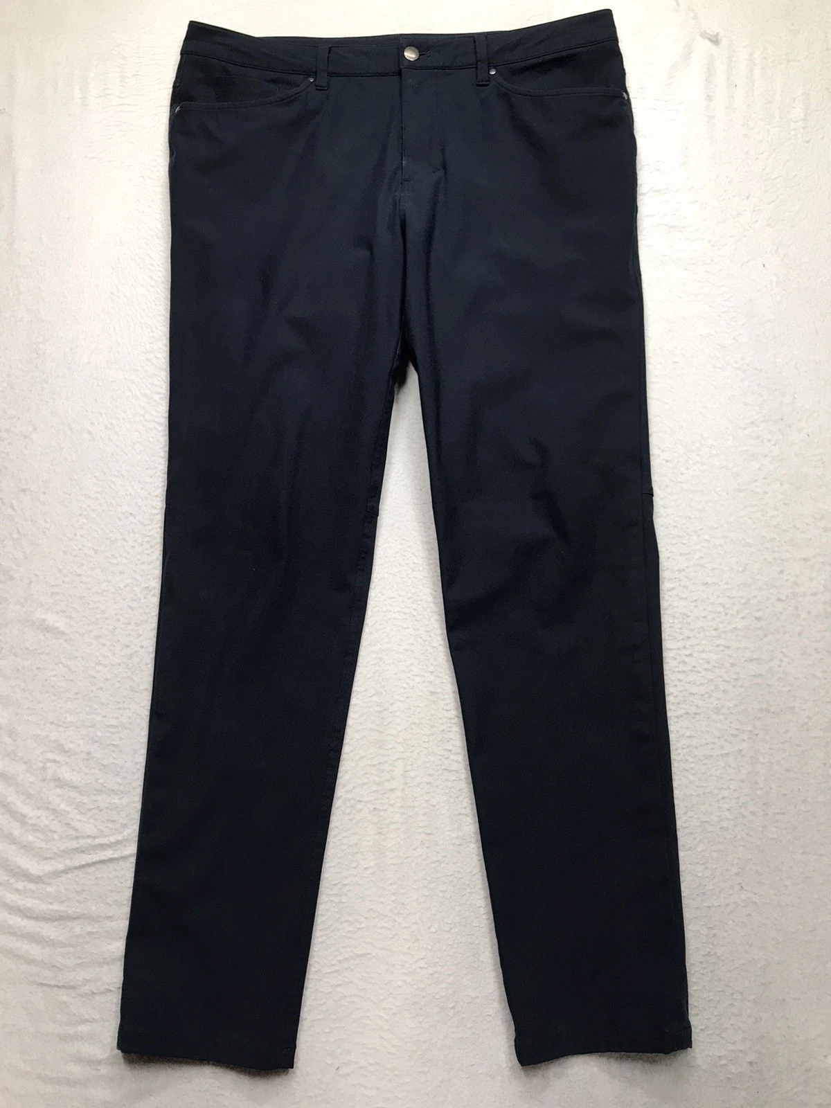 LULULEMON ABC Pants Men 34x31 Navy Blue Slim Fit Warpstreme Stretch LM5552SD