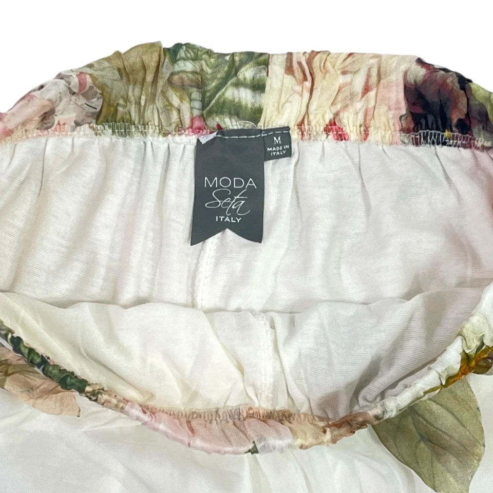 Moda Seta Italy Pants Womens Medium Pink Floral Wide Leg Palazzo Silk Blend - Image 3 of 4