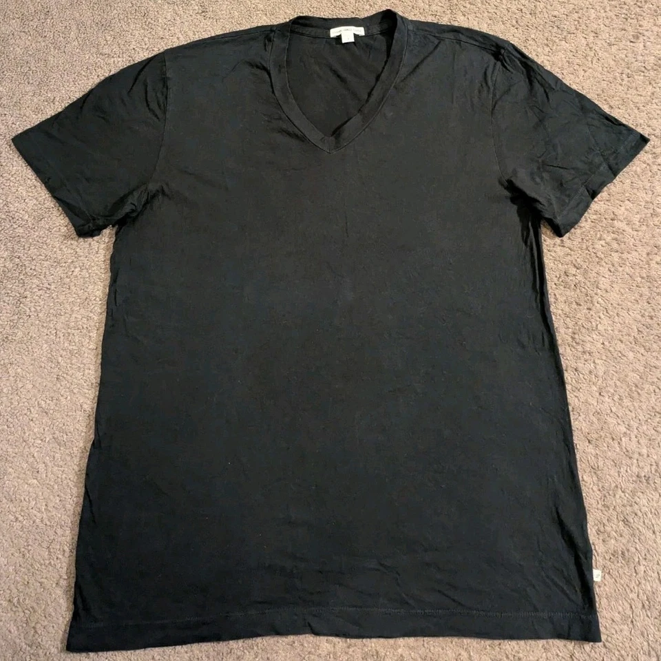 James Perse V-Neck Black Short Sleeve Cotton T-Shirt Made in USA Men's 3 / Large - Image 2 of 4