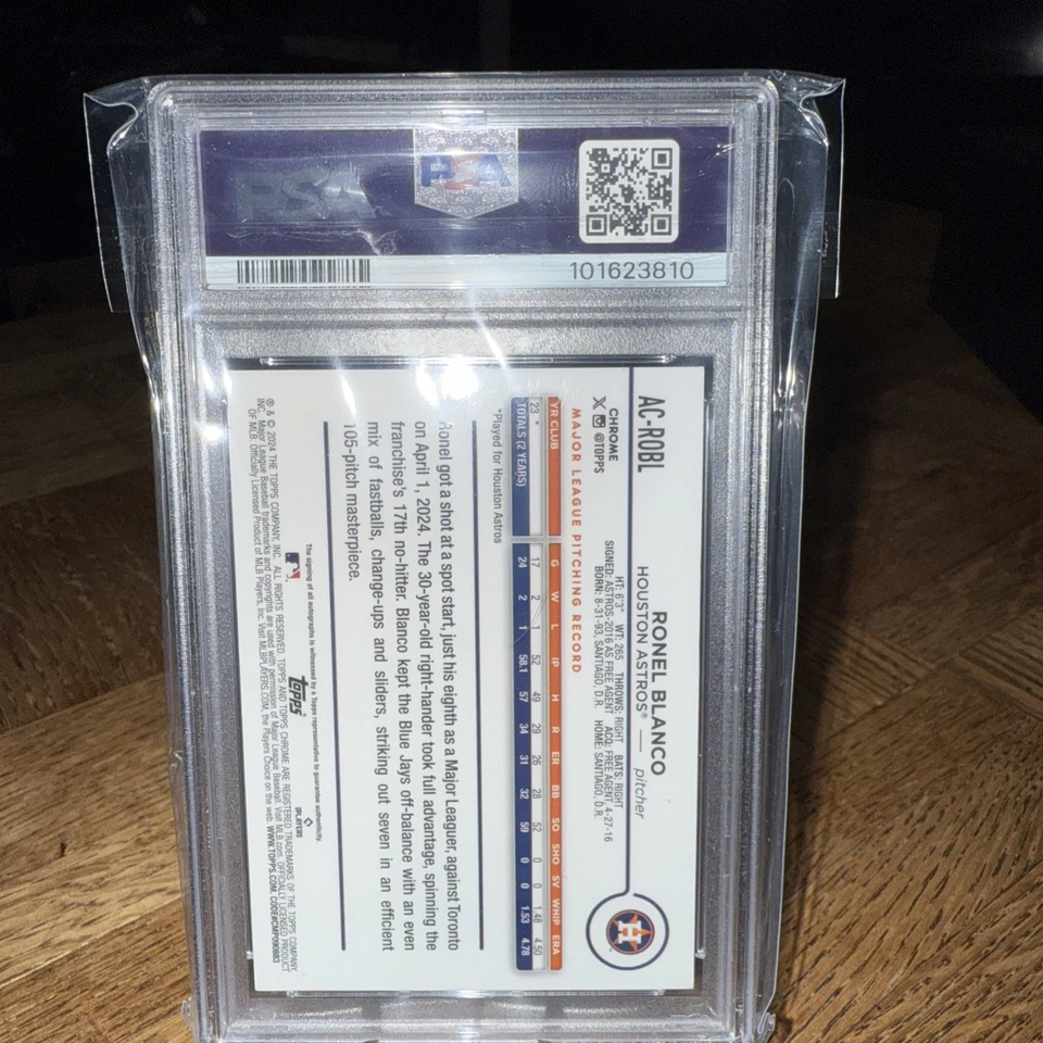 2024 Topps Chrome Update Ronel Blanco RC Blue Wave Refractor Auto #’d/150 Astros - Image 2 of 2