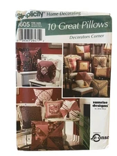 Simplicity 5605 10 Great Pillows Home Decorating One Size