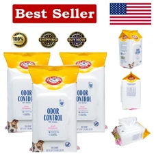 Gentle Baking Soda Infused Wipes for Dogs - 3 Pack Kiwi Blossom Scent, 100 Count