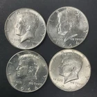 Lot of 4 1964 Kennedy Half Dollars 90% Silver