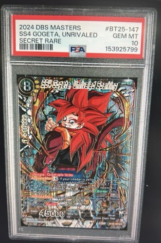 🔥 Dragon Ball Super Masters SS4 Gogeta Unrivaled Sparking SCR PSA 10 BT25-147