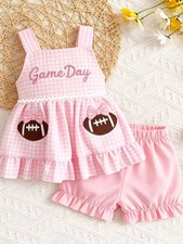 Game Day Football Gingham Top and Shorts Set