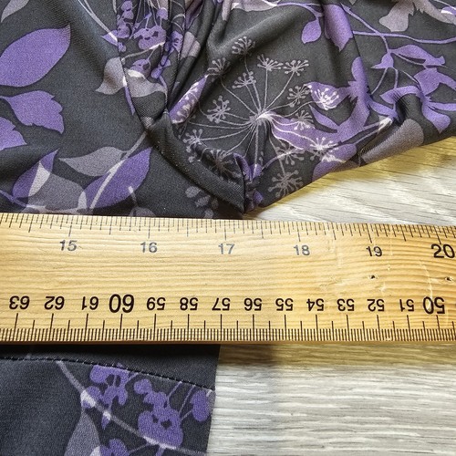 Laura Ashley Wrap Dress Size UK 12 Floral Purple Knee Length 3/4 Sleeve Stretch - Picture 4 of 9