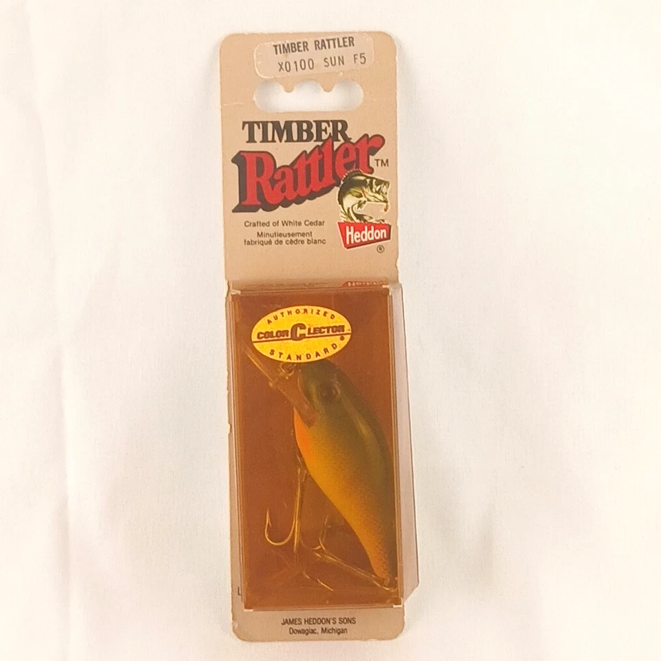 VTG Heddon Timber Rattler Wood Crankbait Color Clector X0100 SUN F5 Lure MINT - Image 2 of 4