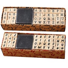 40Pcs Alphabet Stamps Vintage Wooden Rubber Letter Number Symbol Stamp Set