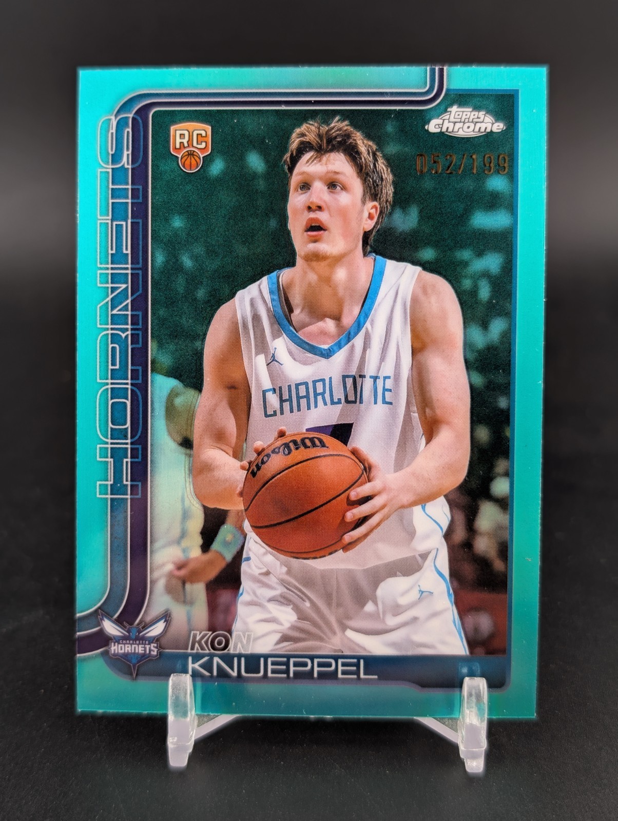 Kon Knueppel 2025-26 Topps Chrome #254 Aqua Refractor /199 RC Rookie