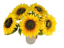 Artificial Sunflower Bouquet With 5 Stems 5-Inch Blooms 18-Inch Length Vibrant Y