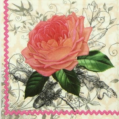 4x Charming Rose Servietten 33x33cm - Papiere für Decoupage & Basteln