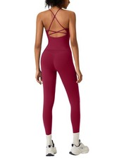 Strappy Back Workout Sets for Women 2 Piece Padded Tank Tops Hidden Scrunch B...