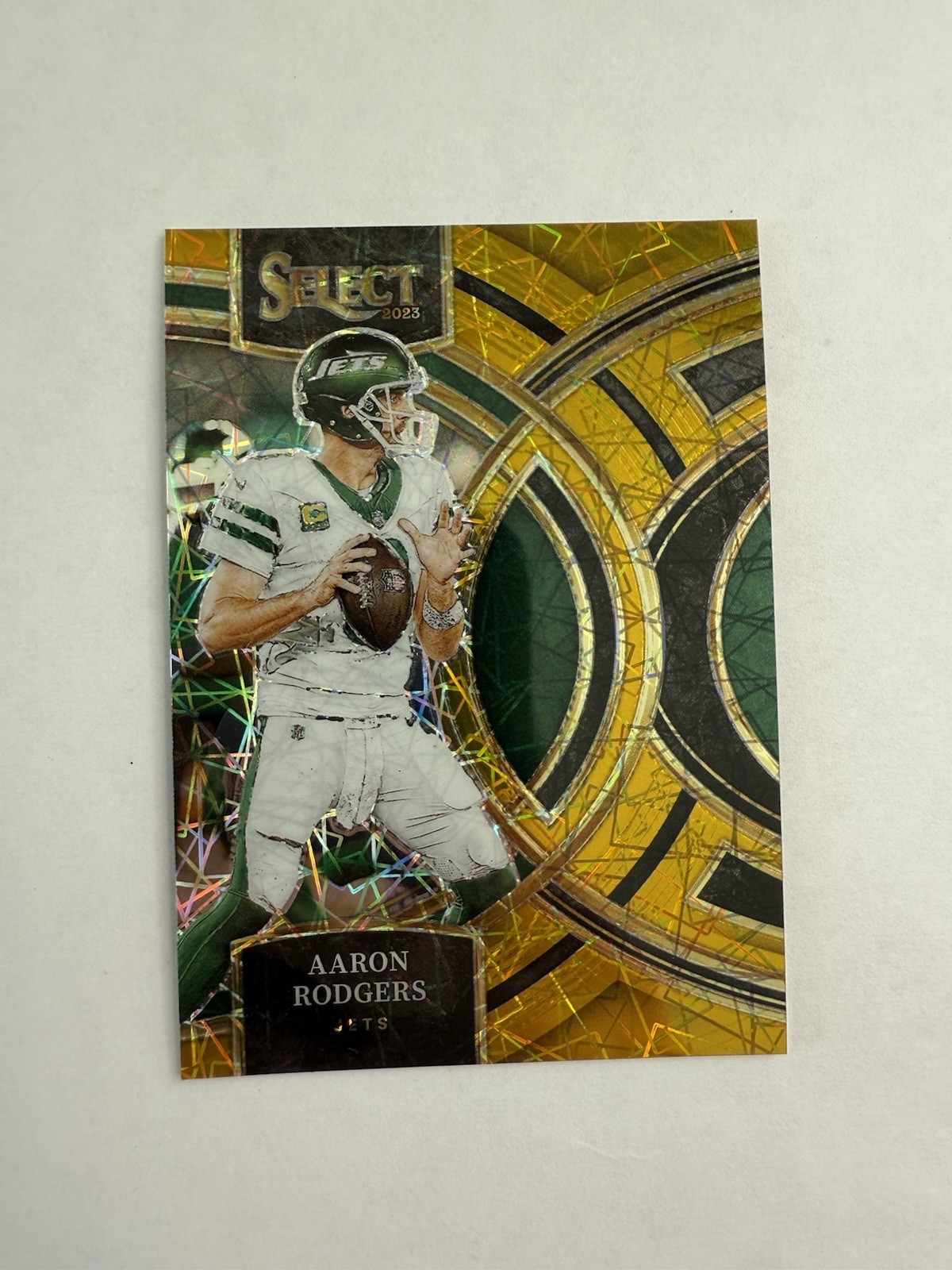 2023 Panini Select Gold Lazer Prizm SSP /10 Aaron Rodgers #121
