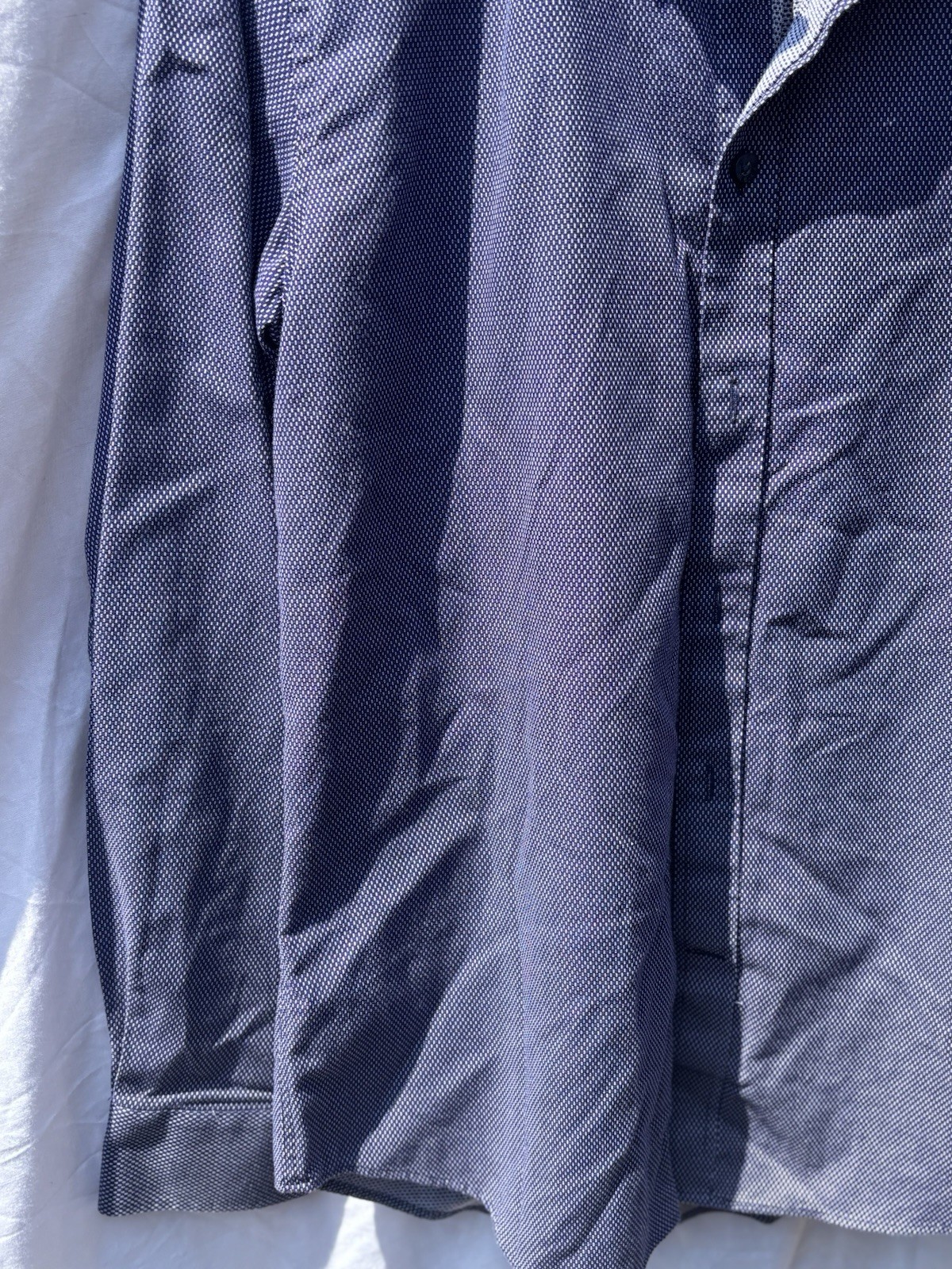 FILA Camicia uomo Saville Row blu navy e bianca manica lunga taglia media buona