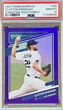 2021 Panini Clayton Kershaw #105 (VAR) (HOLO PURPL) PSA 10 GEM MINT (RARE Pop 1)