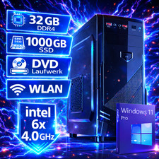 PC Windows 11 | Intel 6 x 4.0 GHZ MAX | 32GB RAM |1000 GB SSD |DVD| TPM 2.0
