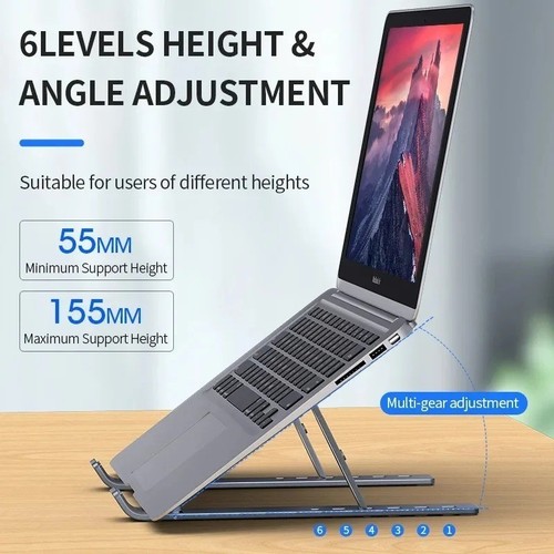 Laptop Stand Foldable Adjustable Hard Plastic Holder Support for All Laptop Size - Afbeelding 6 van 6