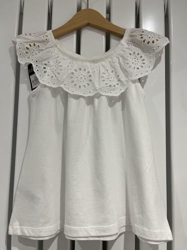 BNWT White Broderie Anglaise Collared Top 7-8 Years - Foto 3 di 4