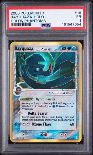 2006 POKEMON EX HOLON PHANTOMS #16 RAYQUAZA-HOLO PSA 1