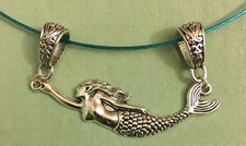 MERMAID NECKLACE - Pewter on 18  AQUA BLUE Cable - SIREN MYTH