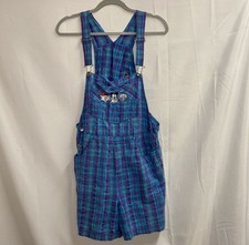 VTG Mickey Unlimited Plaid Overalls Woman  s Size M Disney Embroidered 90s