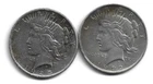PAIR OF PEACE DOLLARS BELOW MELT
