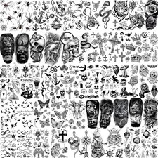 48 Sheets 3D Small Temporary Tattoos For Kids Women Neck Girls Small, Black