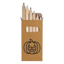6 x 'Jack 'o' Lantern' Short 85mm Pencils / Coloured Pencil Set PE00076452