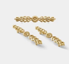 3.7"  Daisy Floral Golden Brass Wardrobe Door Handle Knob Pull Handle