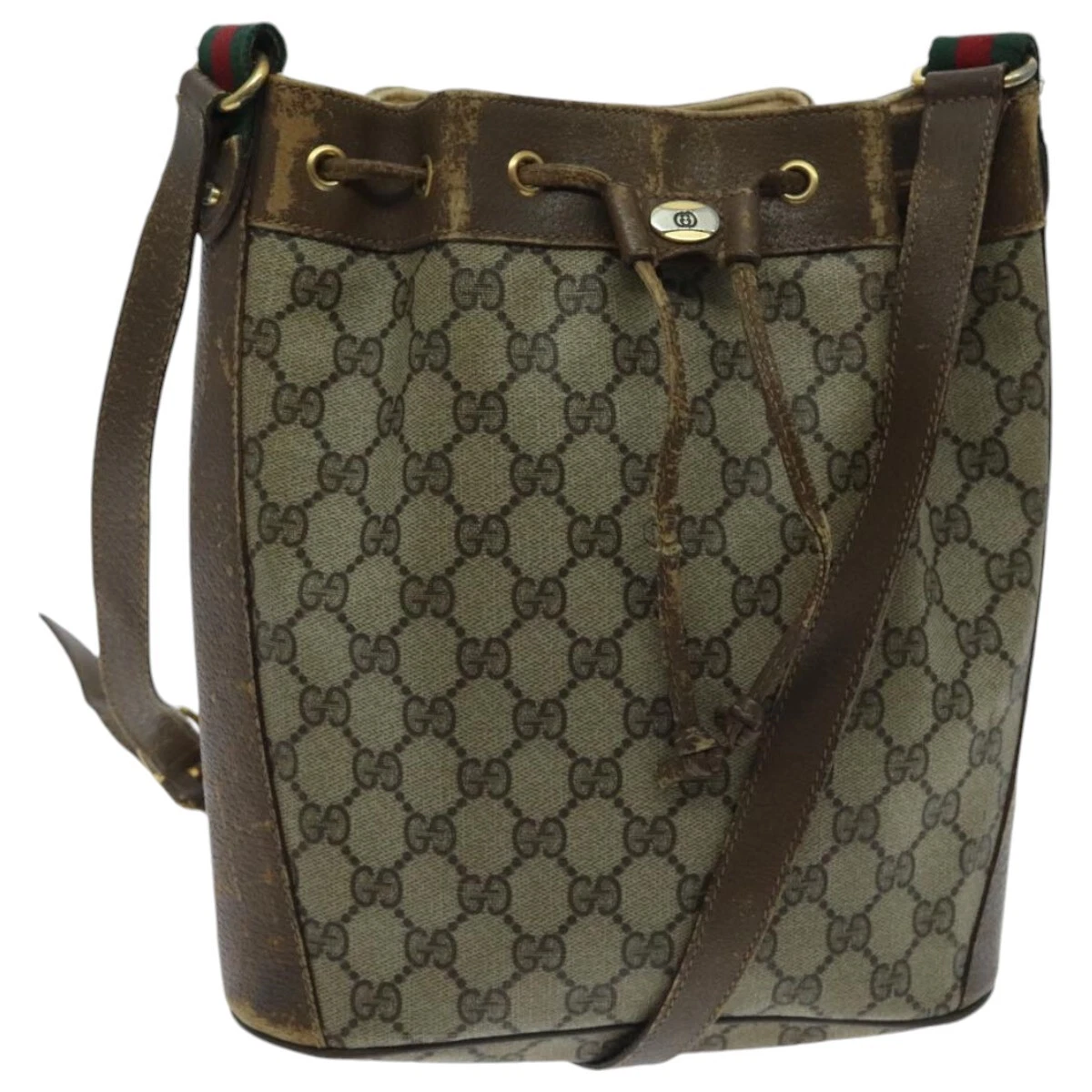 Sac à bandoulière GUCCI GG Supreme Web Sherry Line PVC beige rouge 41 02 034 authentique 94711