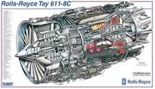 Rolls-Royce Tay 611 Engine Cutaway Poster sizes 24x36", 18x24", 12x18"