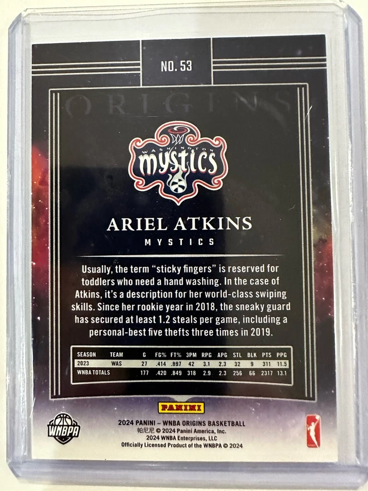 2024 WNBA Panini Origins Ariel Atkins Red /99 Washington Mystics - Image 2 of 2