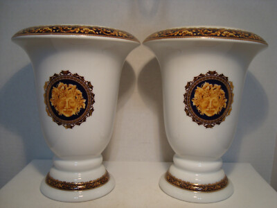 T. Limoges Bacchus Two white porcelain Vase Roman God Of Merriment.