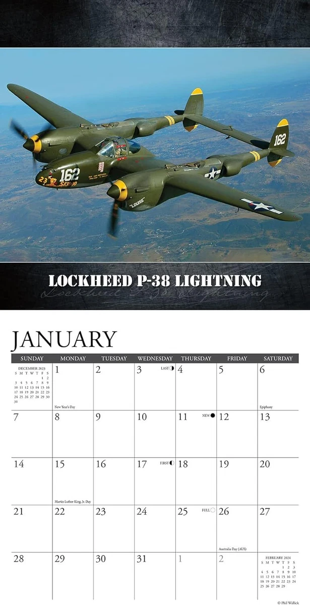 WWII MILITARY AIRCRAFT - 2024 MINI CALENDAR - BRAND NEW - 37034