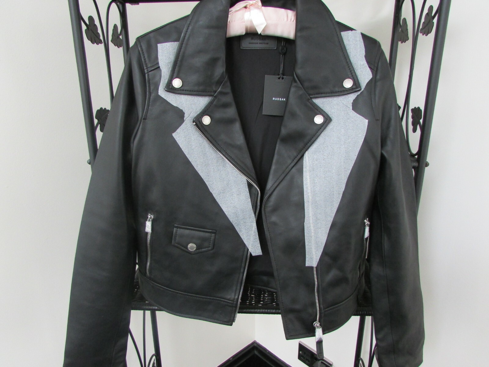 Rudsak Black soft lambs Leather Jacket Size S 8/10 BNWT & protectors RRP £600 image 2