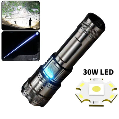 USB Rechargeable Super Bright LED Torch Flashlight - Long Range and Zoomable